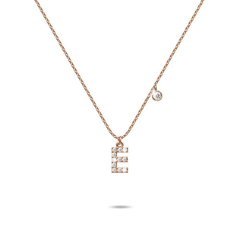 Solid 925 Sterling Silver Initial Crystal Personalised Alphabet Letter Necklace Rose Gold Filled